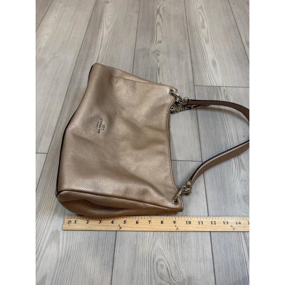 Coach Mia Hobo Metallic Champagne Gold Pebbled Leather Shoulder Bag F29137